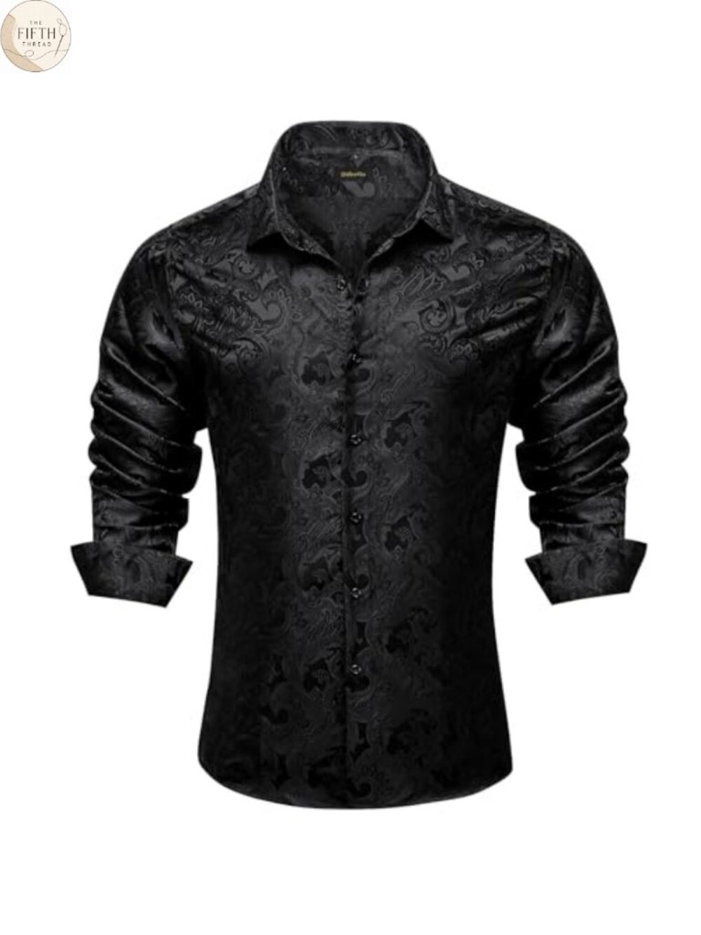 Mens Paisley Dress Shirt Silk Blend Long Sleeve Button Down Regular Fit
